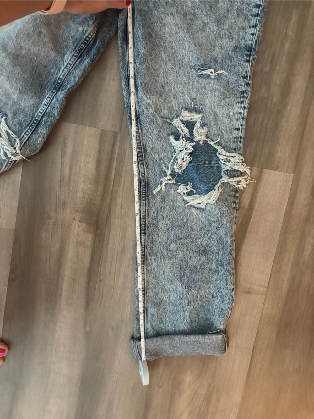 NWT Free People Washed Light Blue Distressed Boyfriend Jeans size 29 - Picture 6 of 8